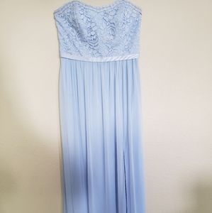 Davids Bridal Ice Blue Strapless Bridemaids Dress